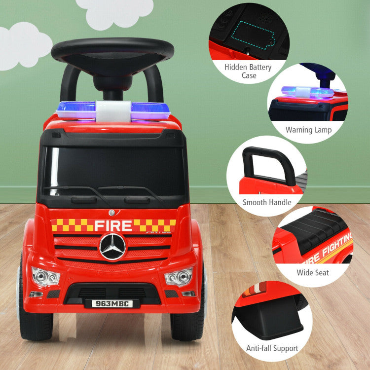 Costway Mercedes Ride On Fire Truck - Luxury Toddler Push Car
