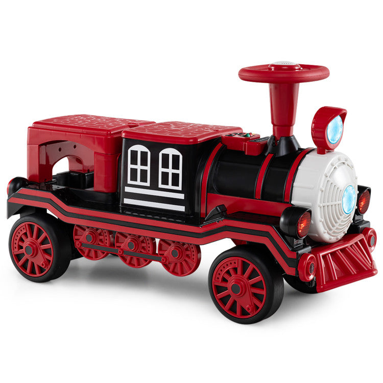 12V 2-Seater Ride on Toy with Train Whistle and Removable Chair