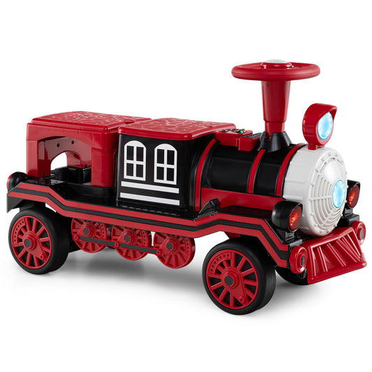 12V 2-Seater Ride on Toy with Train Whistle and Removable Chair