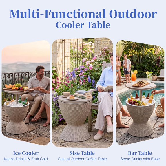 Cooler Bar Table, 15 Gallon Outdoor Cool Bar for Drinks Beer & Wine