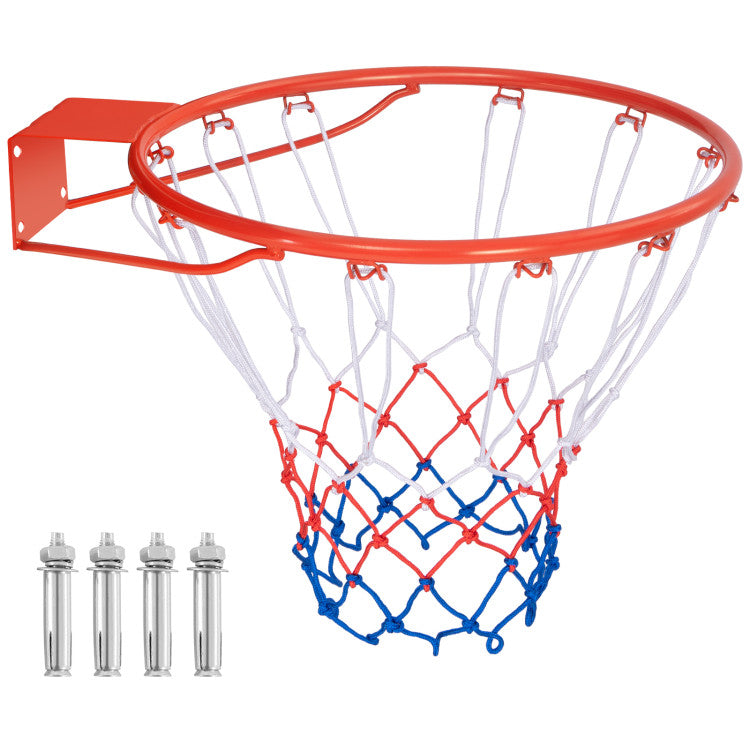 18 Inch Basketball Rim Goal Replacement with All Weather Net and Mounting Hardware