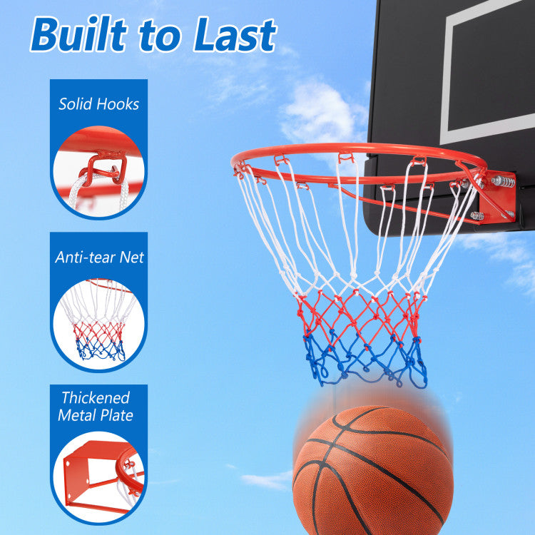 18 Inch Basketball Rim Goal Replacement with All Weather Net and Mounting Hardware