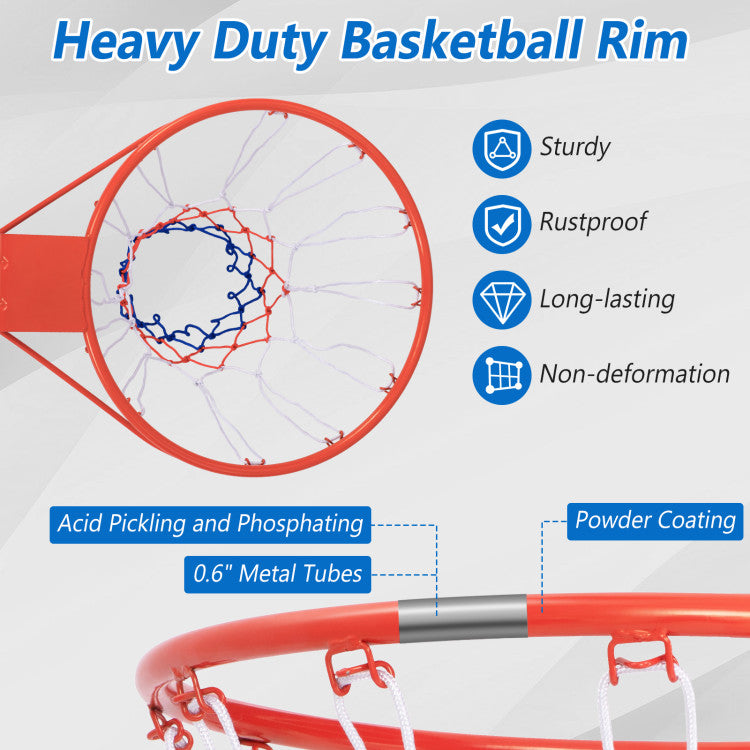 18 Inch Basketball Rim Goal Replacement with All Weather Net and Mounting Hardware