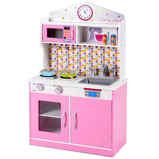 Costway Wooden Kids Kitchen Playset - Premium Cookware Toy