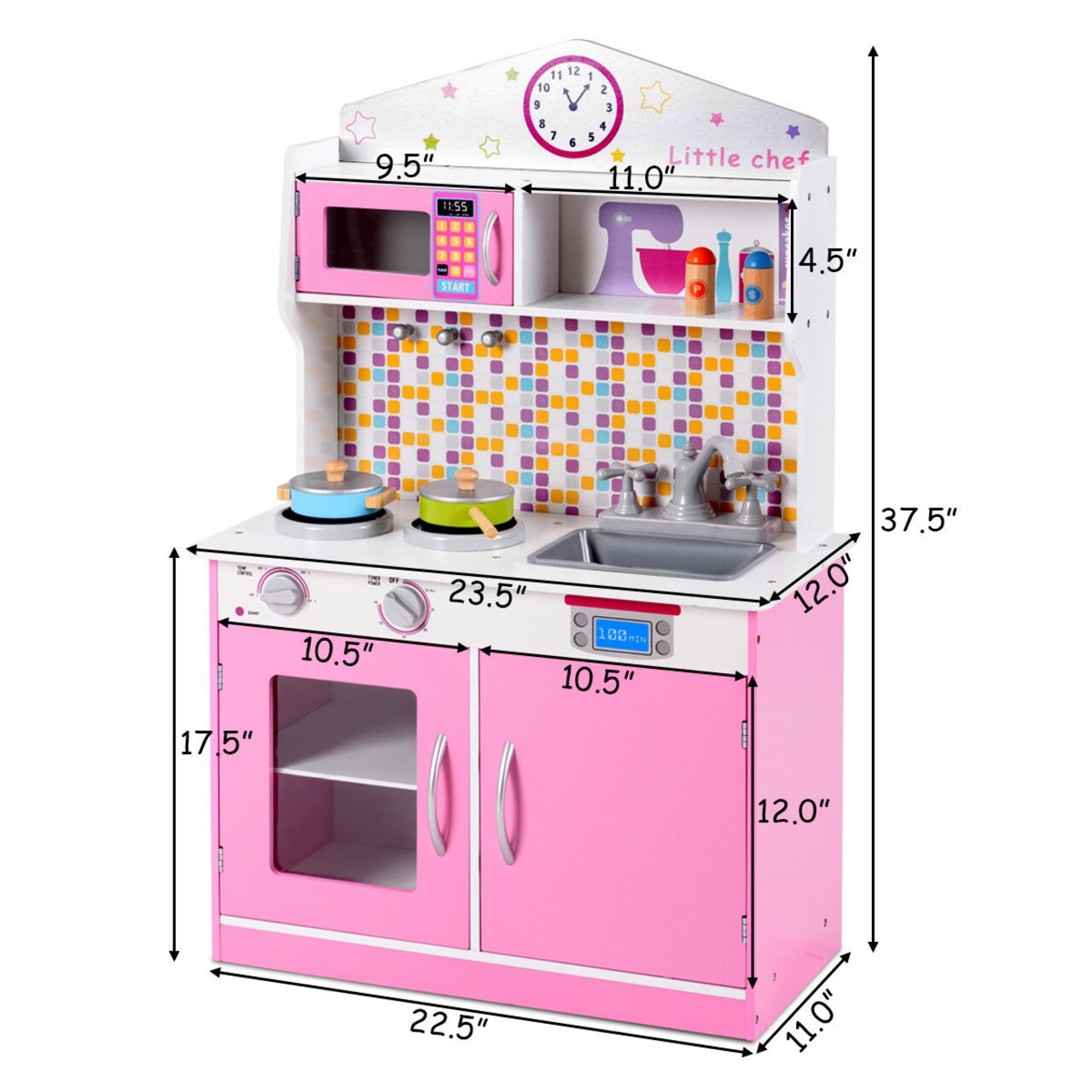 Costway Wooden Kids Kitchen Playset - Premium Cookware Toy