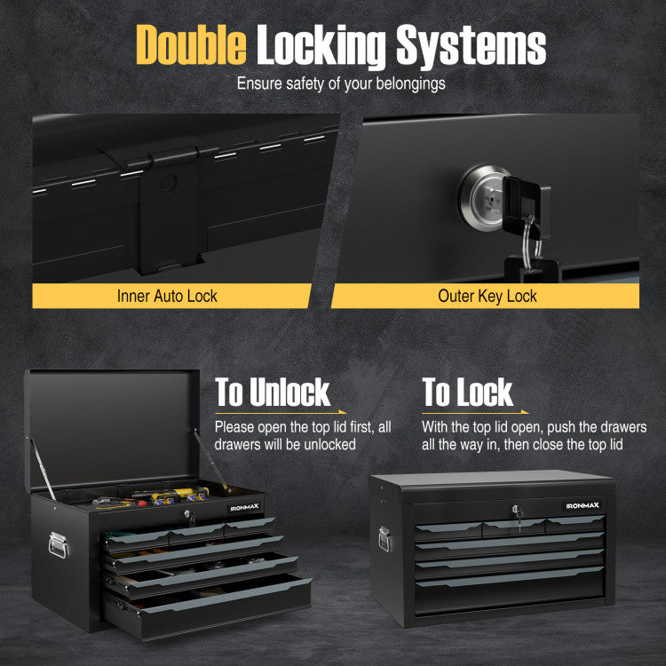 Damaged - 24 Inch Tool Chest Case with 6 Drawers and Top Storage for Garage Repair Shop & Warehouse