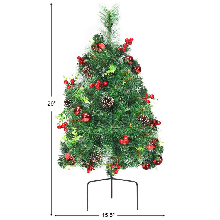 Set of 2 29 Inch Battery Powered Pre-lit Pathway Holiday Christmas Trees Costway
