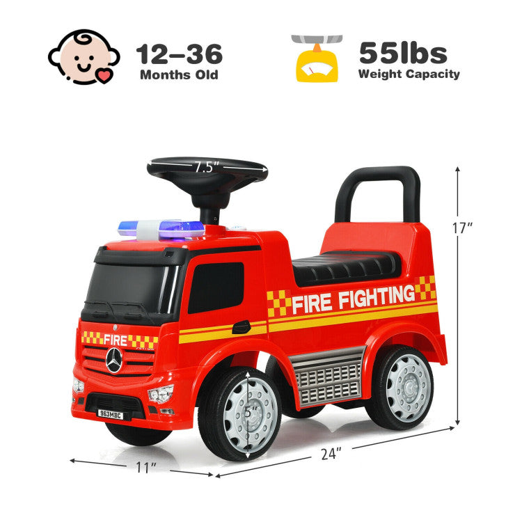 Costway Mercedes Ride On Fire Truck - Luxury Toddler Push Car