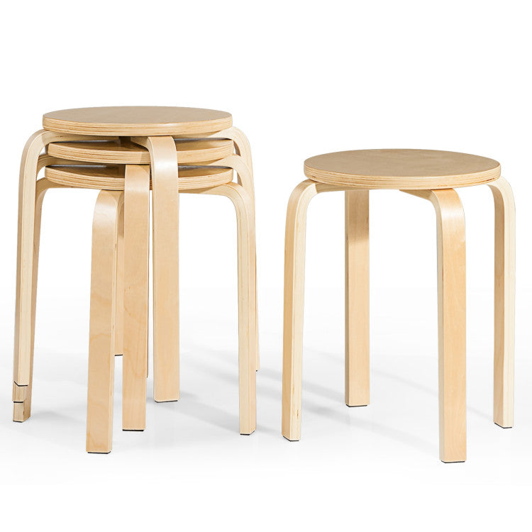 Set of 4 18 Inch Stackable Bentwood Dining Chairs with Round Top