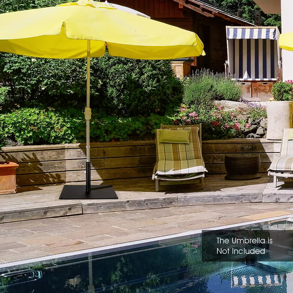 25'' Square Patio Umbrella Base Weighted 42 LBS Outdoor Market Stand Footpads