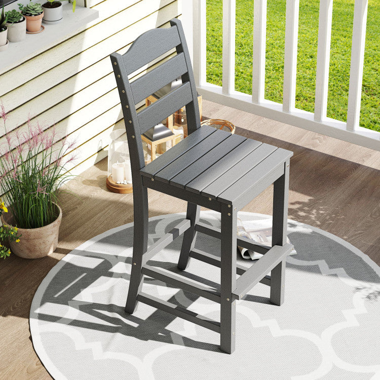 30 Inches HDPE Outdoor Counter Height Bar Stool with Back and Footrest
