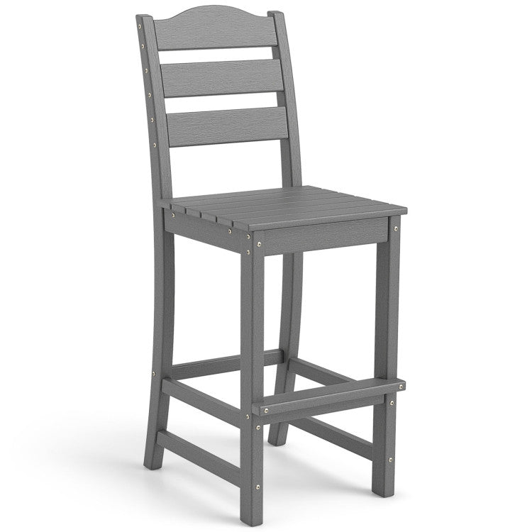 30 Inches HDPE Outdoor Counter Height Bar Stool with Back and Footrest