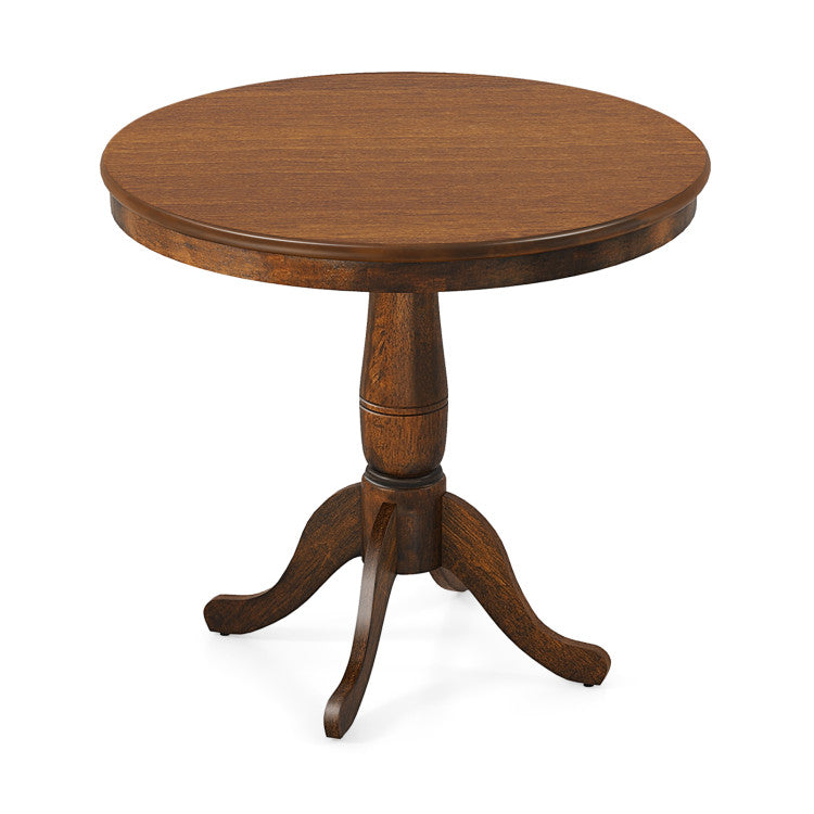 32 Inch Wooden Round Pub Pedestal Side Table Costway