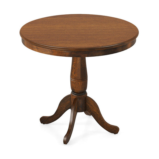 32 Inch Wooden Round Pub Pedestal Side Table Costway