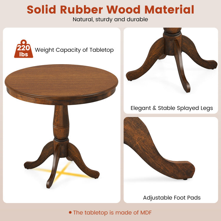 32 Inch Wooden Round Pub Pedestal Side Table Costway