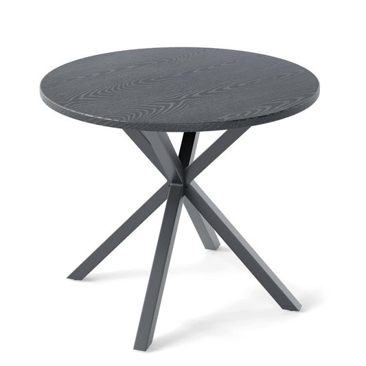 33.5 Inch Round Patio Bistro Table with Wood-Like Top and X-Shaped Legs Costway