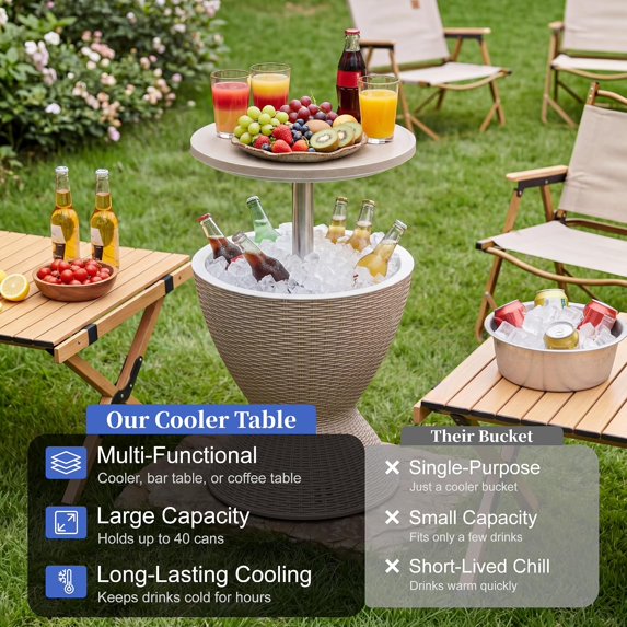Cooler Bar Table, 15 Gallon Outdoor Cool Bar for Drinks Beer & Wine