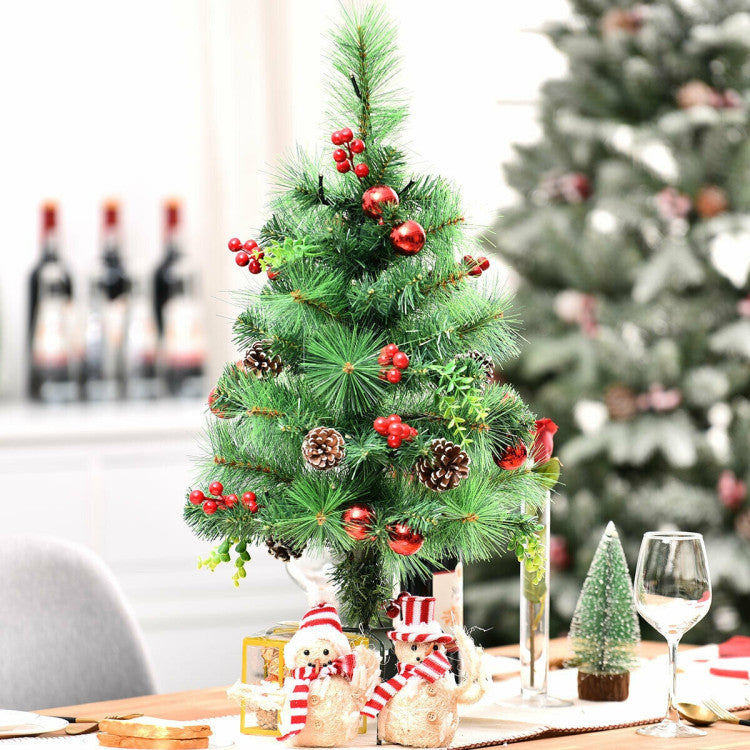 Set of 2 29 Inch Battery Powered Pre-lit Pathway Holiday Christmas Trees Costway