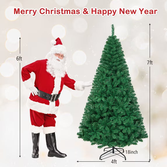 7Ft Artificial PVC Christmas Tree Stand Indoor Outdoor Green
