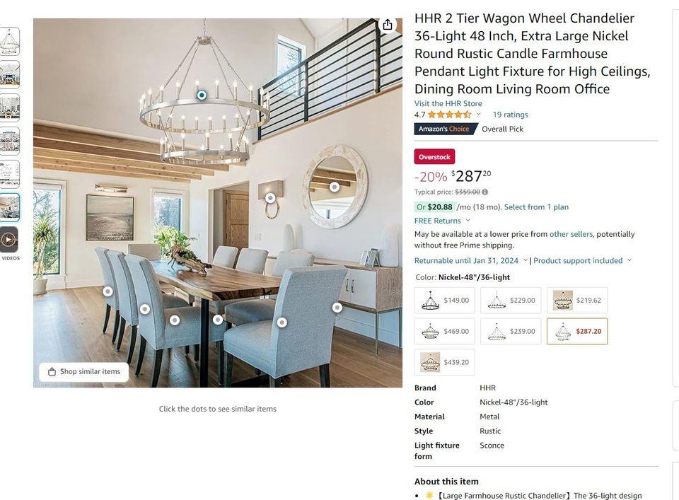 HHR 2 Tier Wagon Wheel Chandelier 36-Light 48 Inch HHR