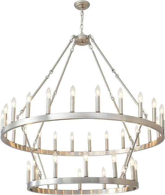 HHR 2 Tier Wagon Wheel Chandelier 36-Light 48 Inch HHR