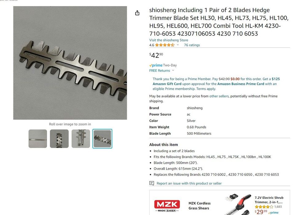 shiosheng Including 1 Pair of 2 Blades Hedge Trimmer Blade Set shiosheng