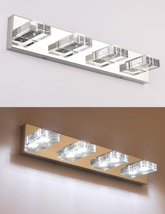 SOLFART 4 Lights Dimmable Modern Glass Stainless Steel Vanity Wall Light Solfart