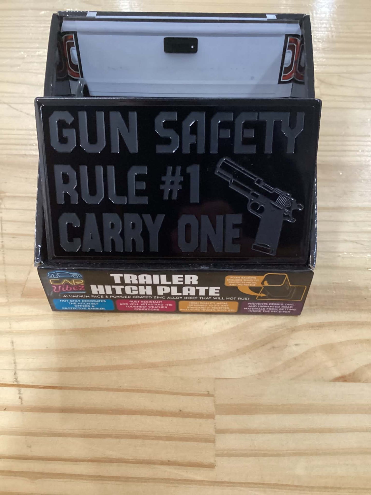 Gun Safety Rule #1 Trailer Hitch Plate