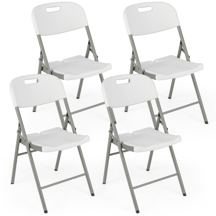 4 Pack Folding Stackable Chairs with Metal Frame and Carrying Handle