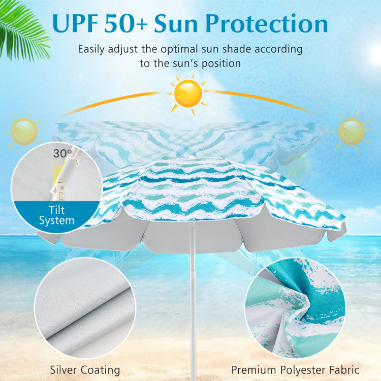 Portable 4-Piece Beach Set with 2 Chairs, Umbrella, and Blanket