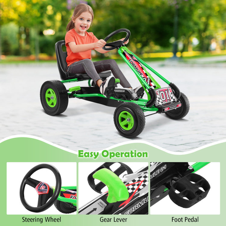 4 Wheels Kids Ride On Pedal Powered Bike Go Kart Racer Car Outdoor Play Toy