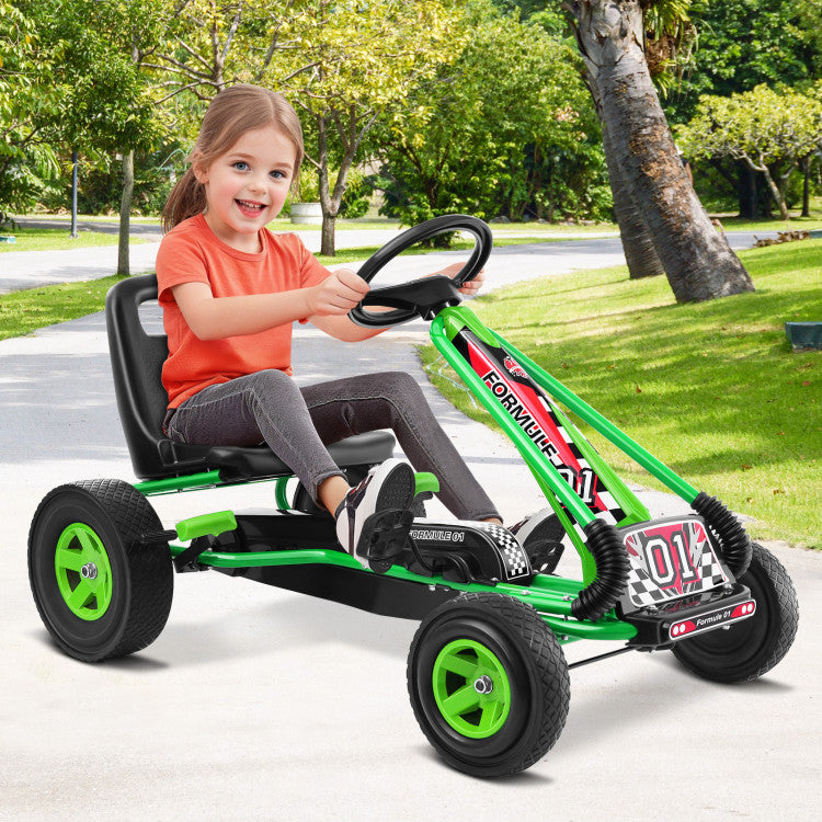 4 Wheels Kids Ride On Pedal Powered Bike Go Kart Racer Car Outdoor Play Toy