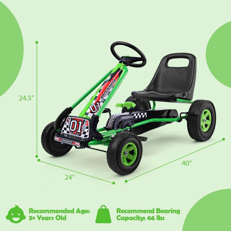 4 Wheels Kids Ride On Pedal Powered Bike Go Kart Racer Car Outdoor Play Toy