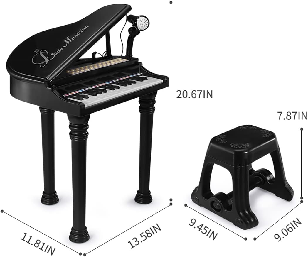 No Stool - Kids Piano Keyboard Toy, Toddler Electronic Musical Instrument Educational Toy with Microphone Costway