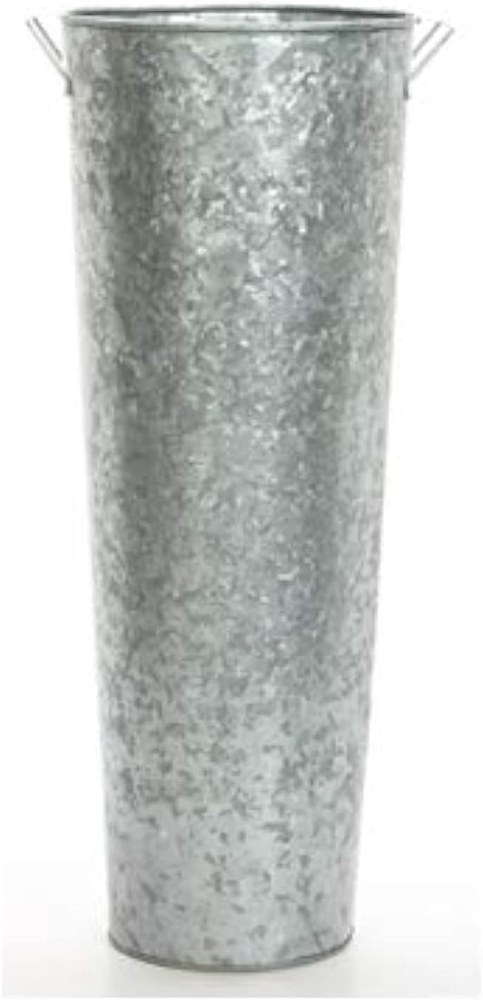 Hosley Galvanized French Bucket Vase with Handles 6" Dia x 15" H Hosley
