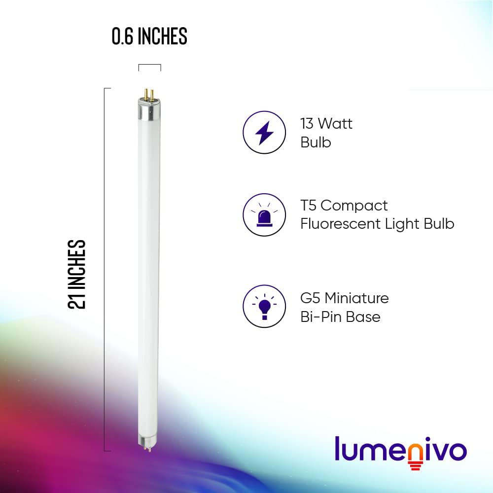 lumenivo F13T5/DL Fluorescent Bulbs 21 Inch CFL 13 Watt Light Bulbs T5 6500K Daylight Lumenivo