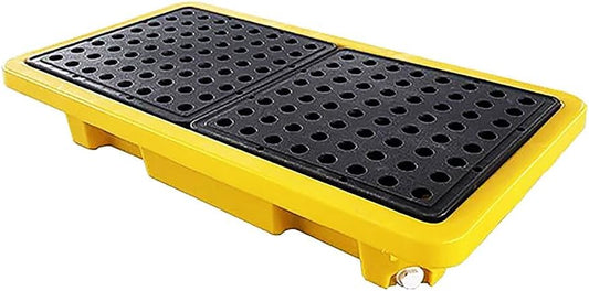 2 Drum Containment Spill Pallet, Polyethylene Low Profile Paint Bucket Tray PFCDZDU