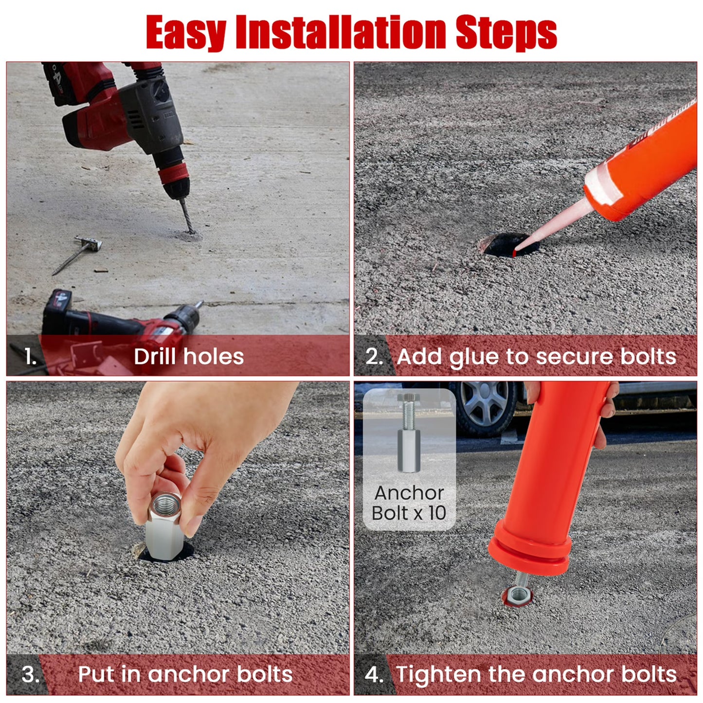 10 Pack Safety Bollard Post 26 inch Delineator Post Safety Parking Barrier