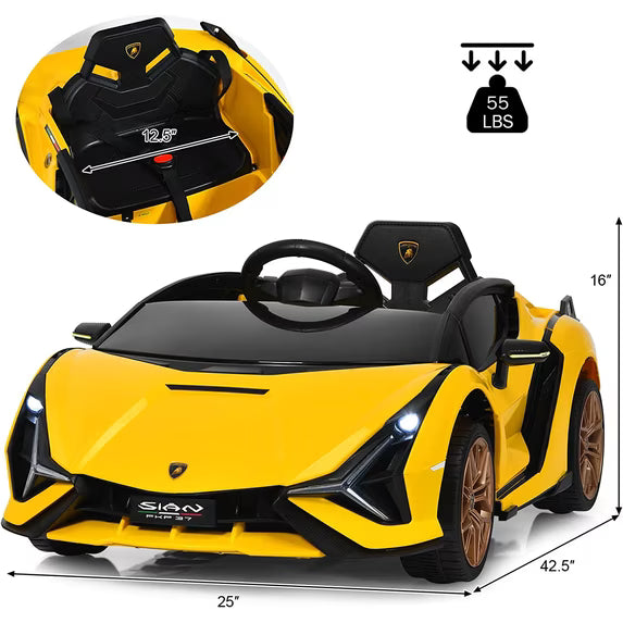 12V Licensed Lamborghini Sian Kids Ride On Car with Parent Remote Control