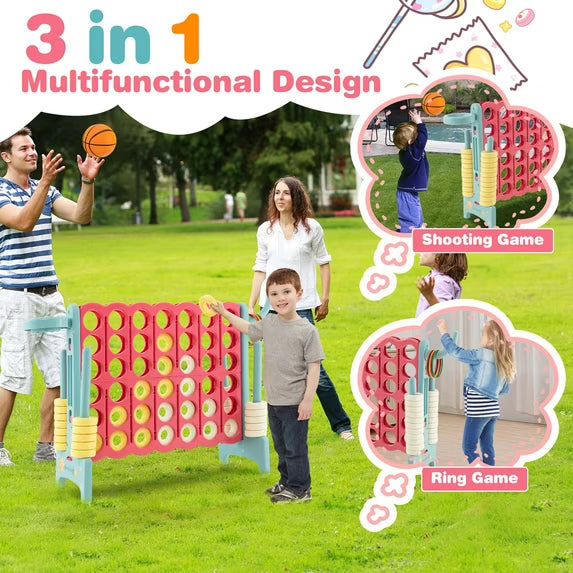 Jumbo 4-to-Score 4 in A Row Giant Game Set with Stickers for Kids Adults Family Fun Red & Blue
