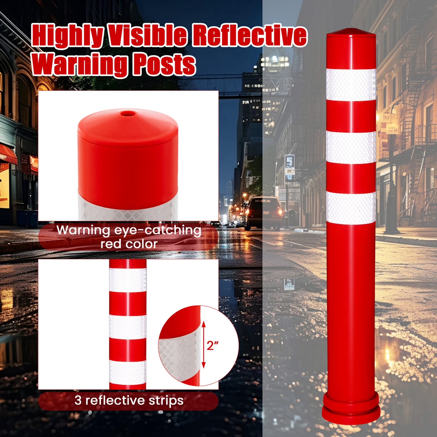 10 Pack Safety Bollard Post 26 inch Delineator Post Safety Parking Barrier