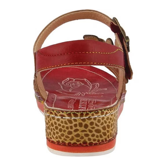 L'Artiste Goodie Hand-Painted Leather Floral Sandal - 10.5