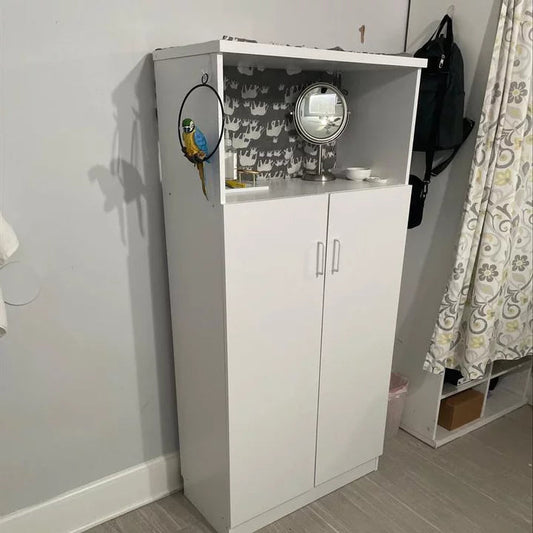 Large Storage Cabinet White - Brightroom™: Particle Board, 3 Shelves, Anti-Tip Brightroom