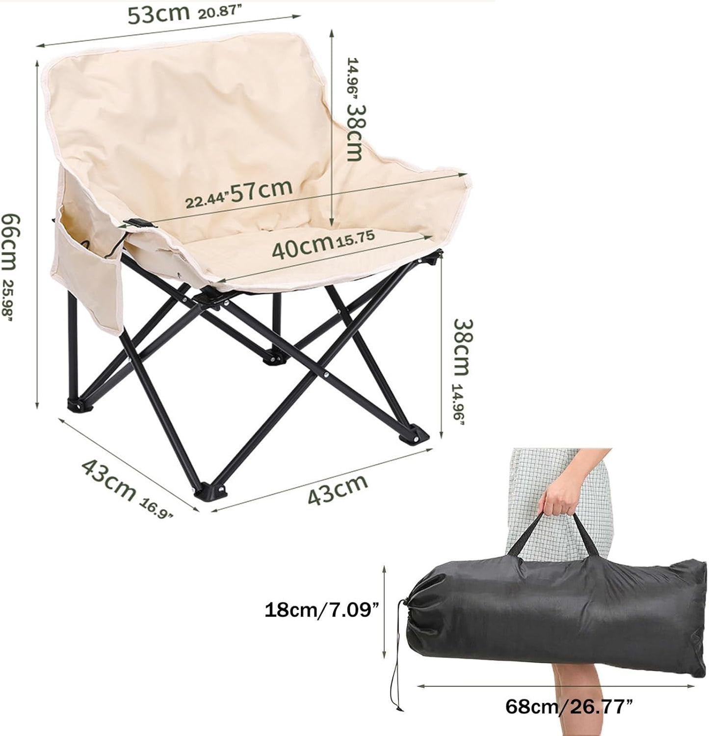 NYMFEA Heated Camping Chair Oversized, Outdoor Portable Heated Folding Chairs NYMFEA