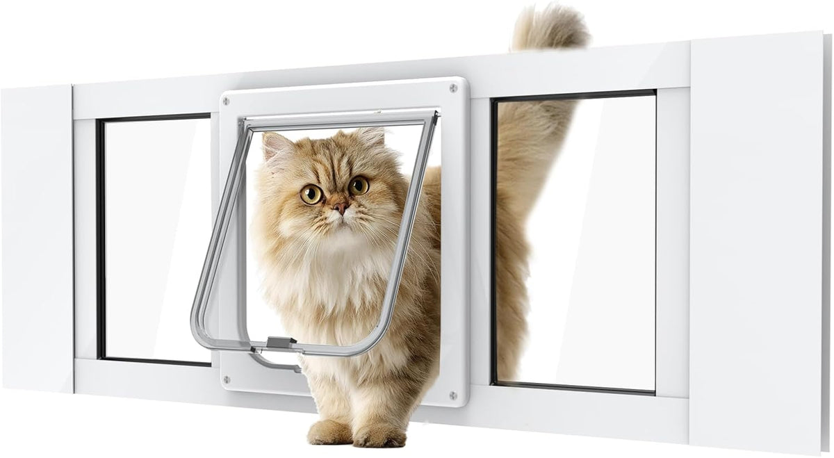Aluminum Cat Door for Windows - Adjustable to Fit Window Width 28"-32"