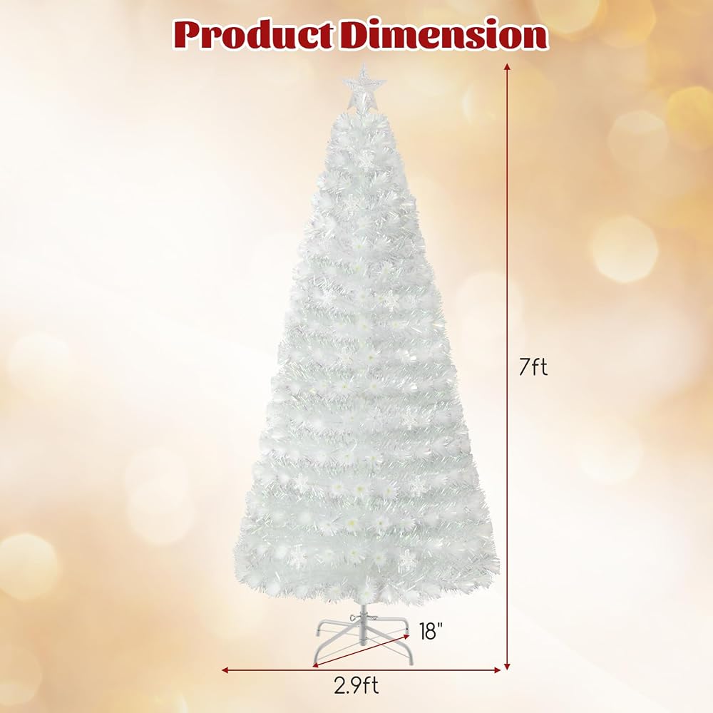 7ft White Fiber Optic Artificial Christmas Tree