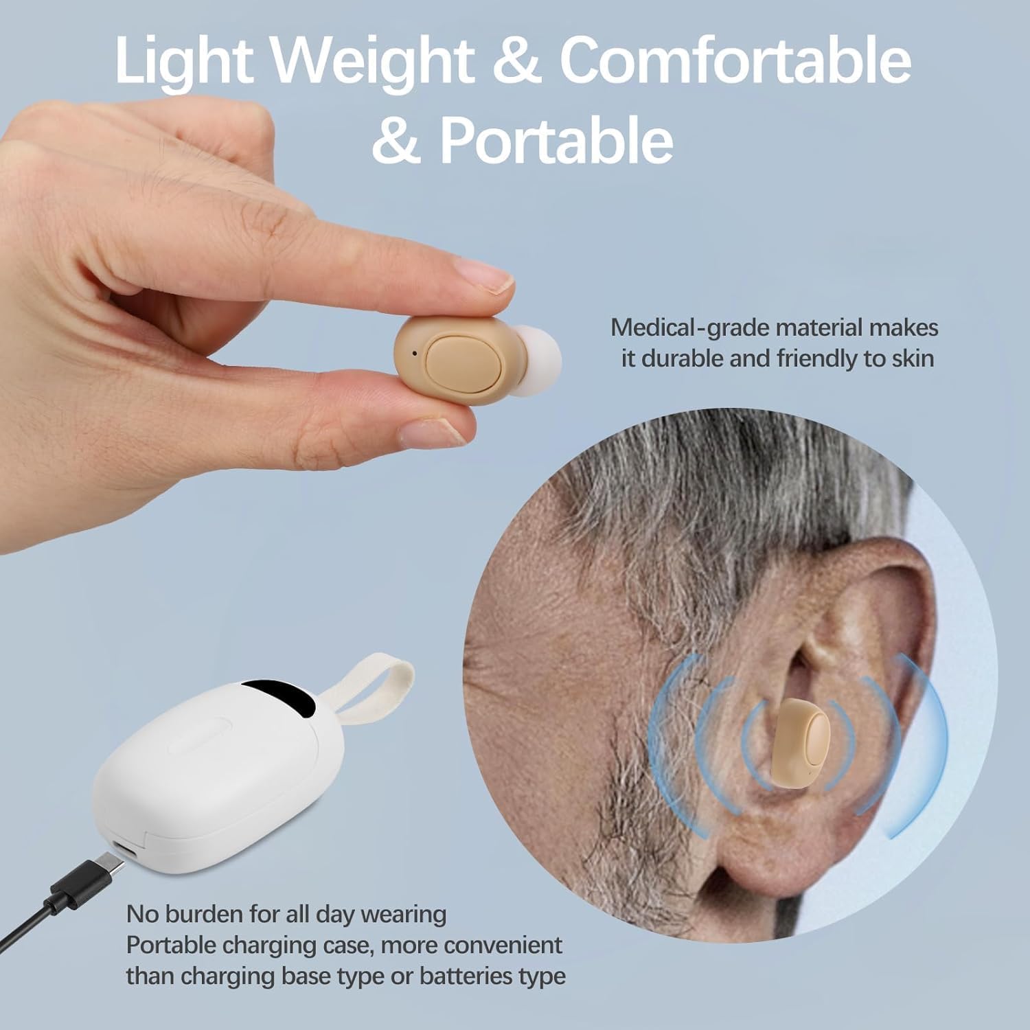Hearing Aids for Seniors, Rechargeable Hearing Aid with Noise Cancelling for Adults CIS