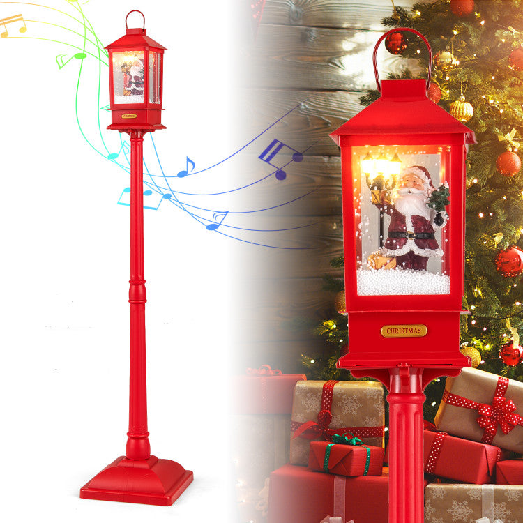 61" Tall Christmas Musical Street Lamp Post with Detachable Snow Globe Lantern