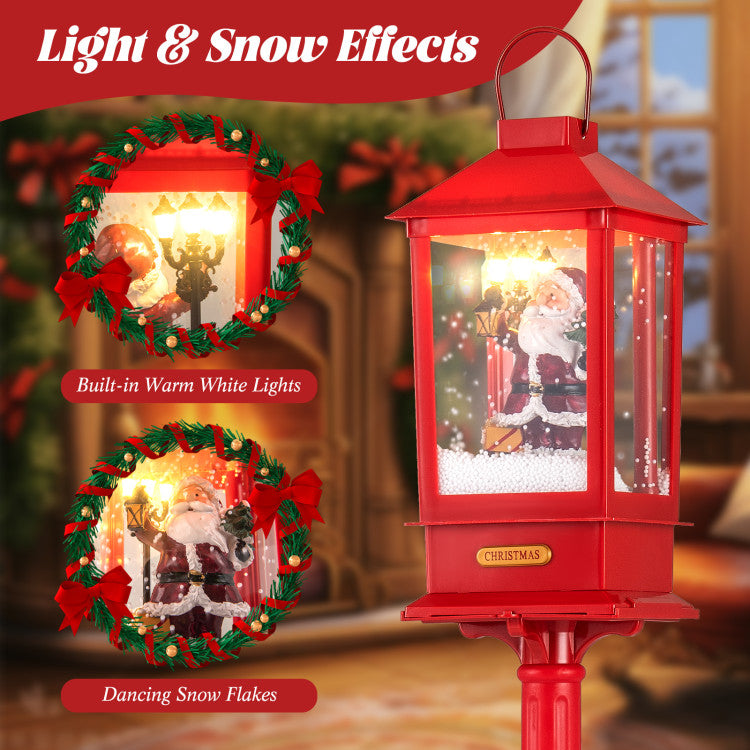 61" Tall Christmas Musical Street Lamp Post with Detachable Snow Globe Lantern