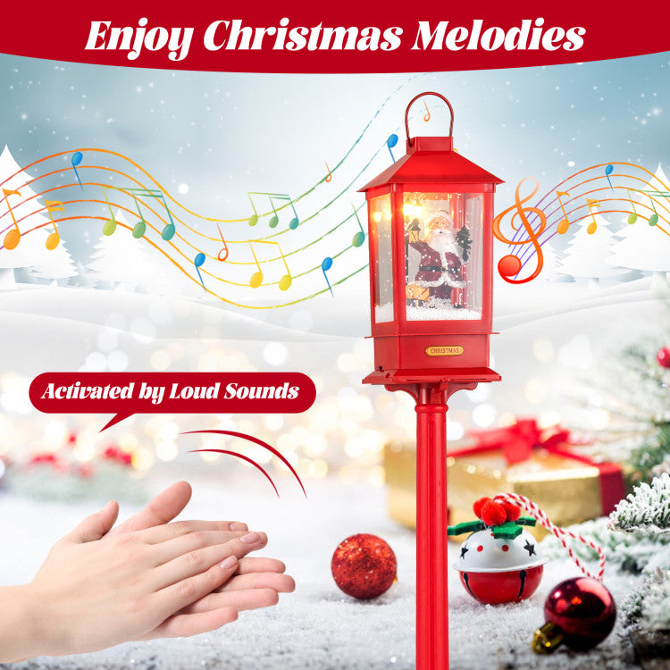 61" Tall Christmas Musical Street Lamp Post with Detachable Snow Globe Lantern